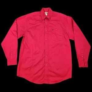 Vintage 90s Wrangler Red Shirt with Black Longhorn Accent Western Button Down